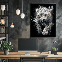 Fierce Roaring Leopard Dynamic Art Poster Print