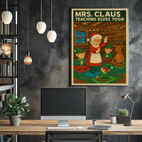 Mrs. Claus Teaching Elves Yoga Poster