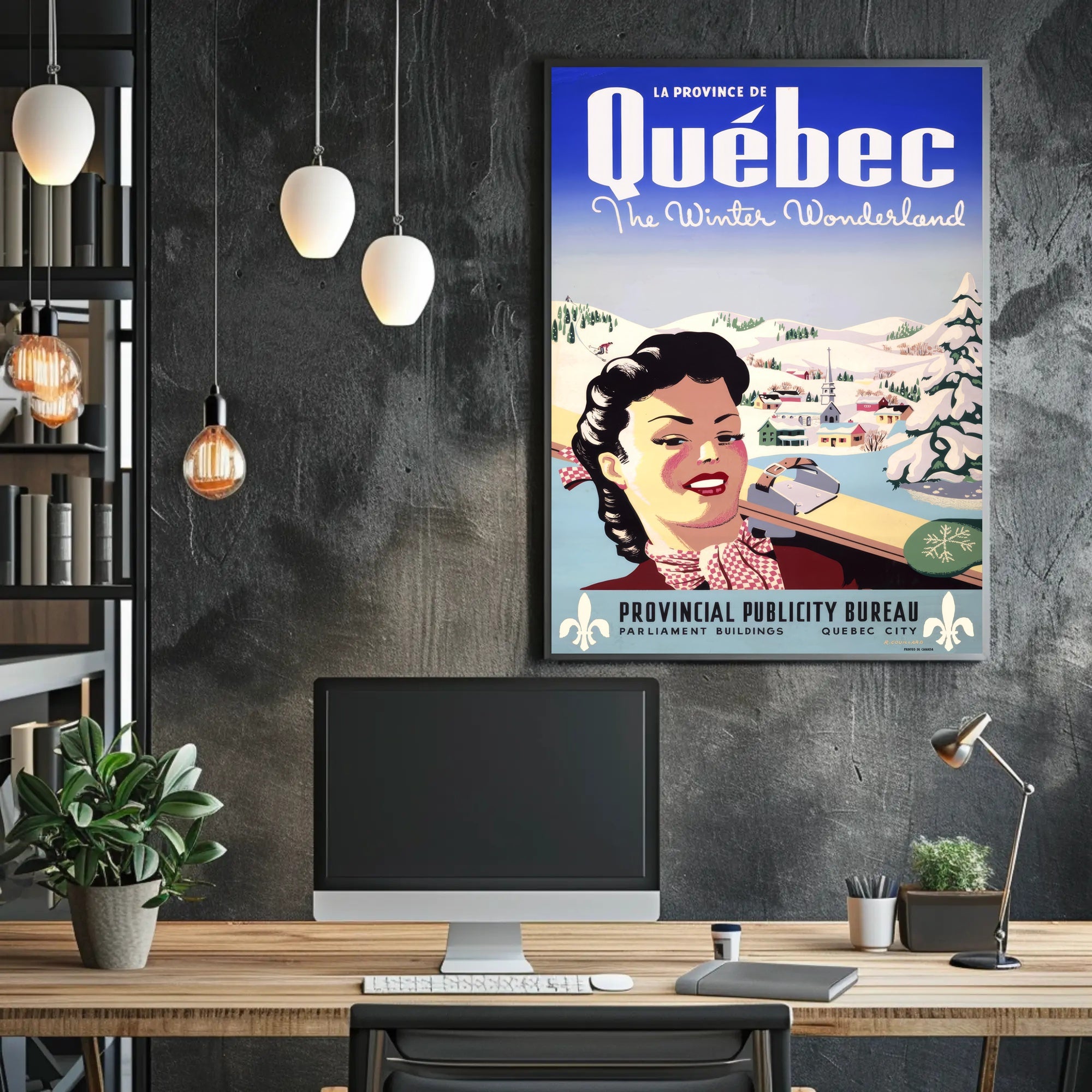 Vintage Québec Winter Wonderland Travel Poster PosterGoat