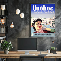 Vintage Québec Winter Wonderland Travel Poster PosterGoat