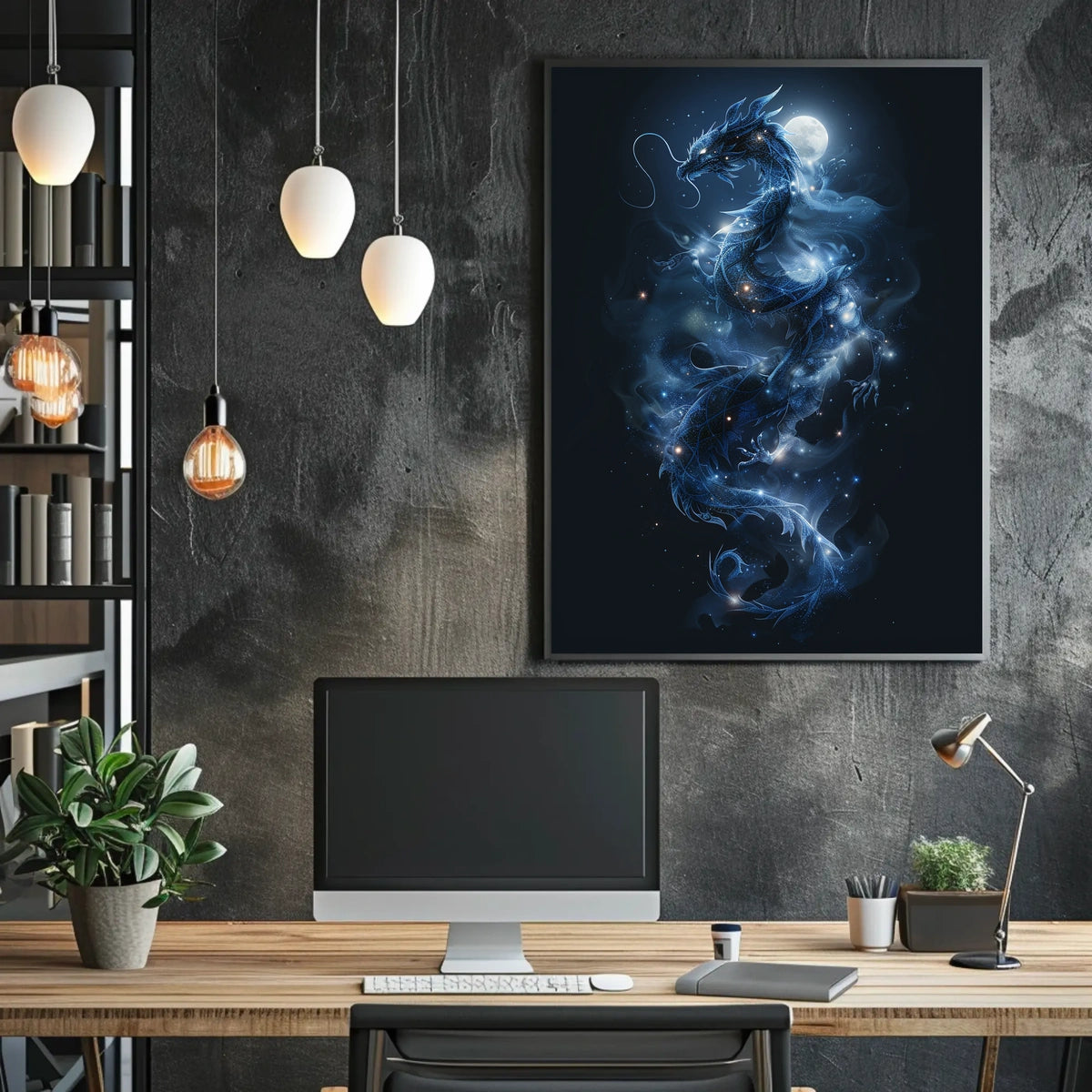 Mystical Celestial Dragon Fantasy Art Poster
