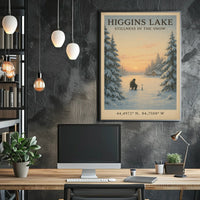 Higgins Lake Winter Scene Serene Tranquility Ice Fishing Poster