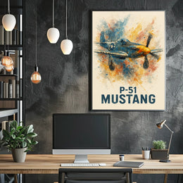 P-51 Mustang WWII Vintage Aviation Art Poster