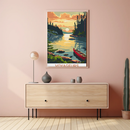 Voyageurs National Park Minnesota Canoe Travel Poster