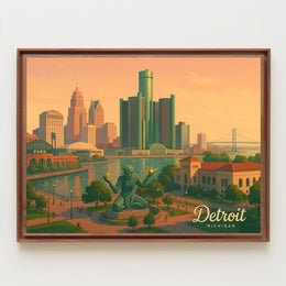 Urban Wanderlust Detroit Skyline Photography Realism Poster