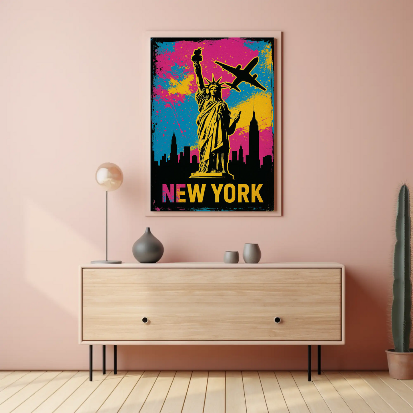 New York Statue Liberty Street Art Neon Colors Travel Poster