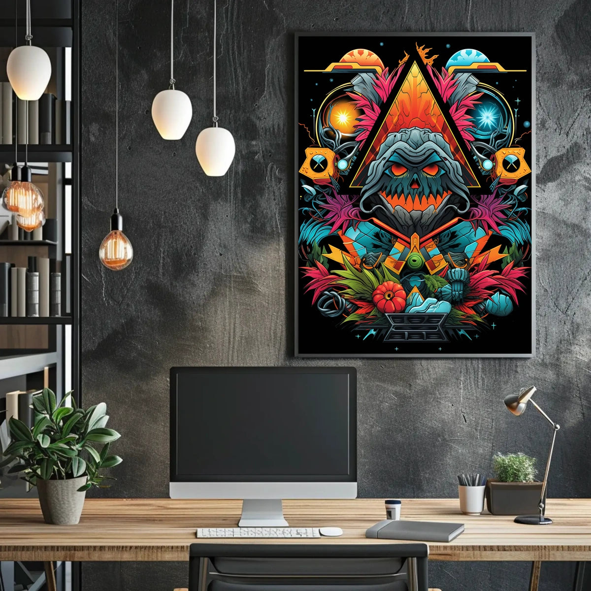 Mystical Cosmic Skull Fantasy Art Poster