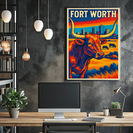 Fort Worth Vibrant Cityscape Poster