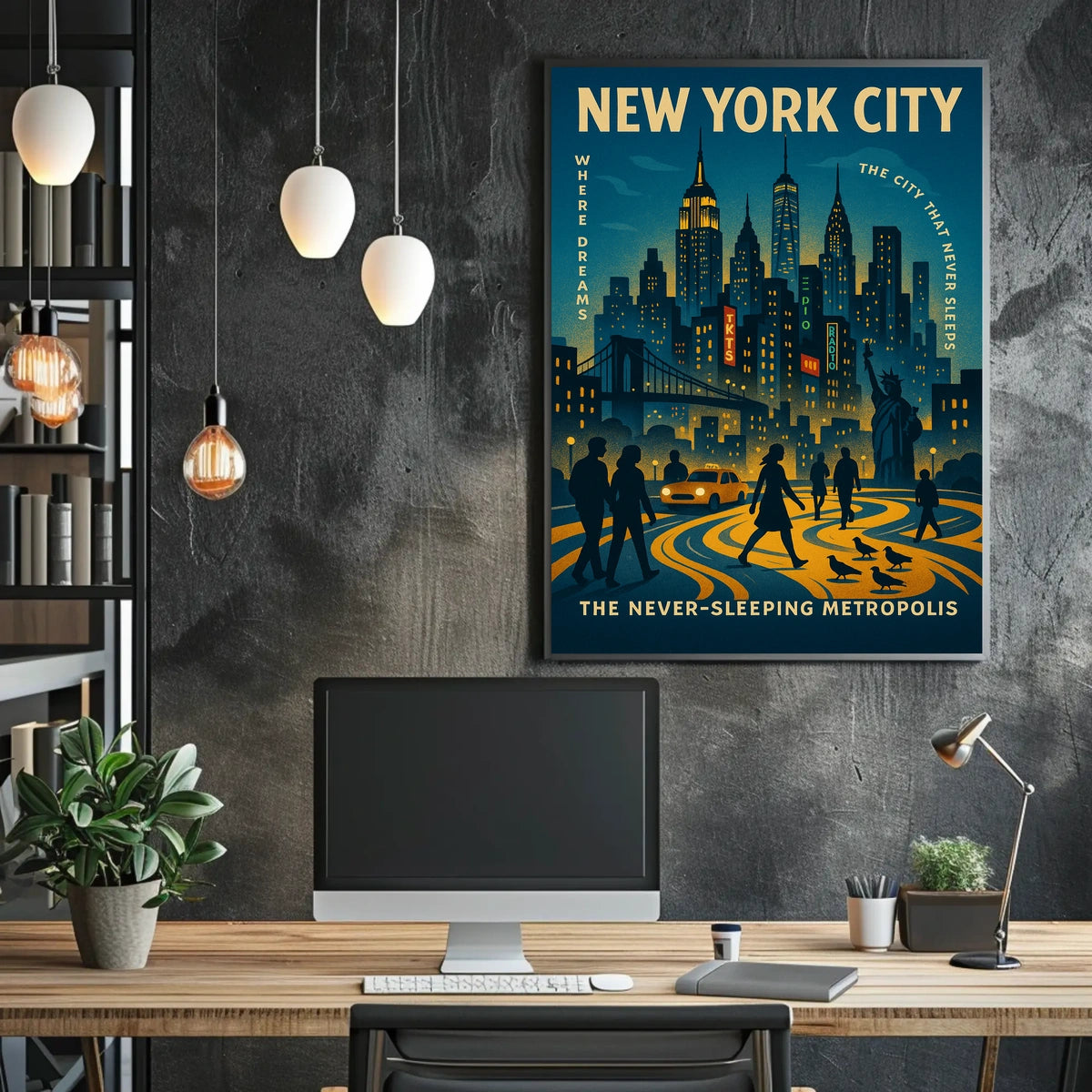 New York City Travel Landscape Poster Retro Wall Art