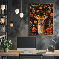 Majestic Deer Floral Wonderland Poster