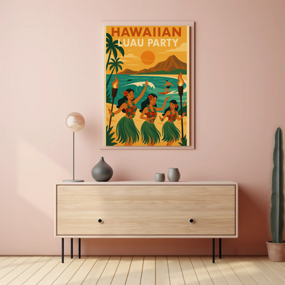Hawaiian Luau Party Beach Dancers Poster Poster