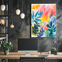 Abstract Foliage Poster Wall Art with Vibrant Colors