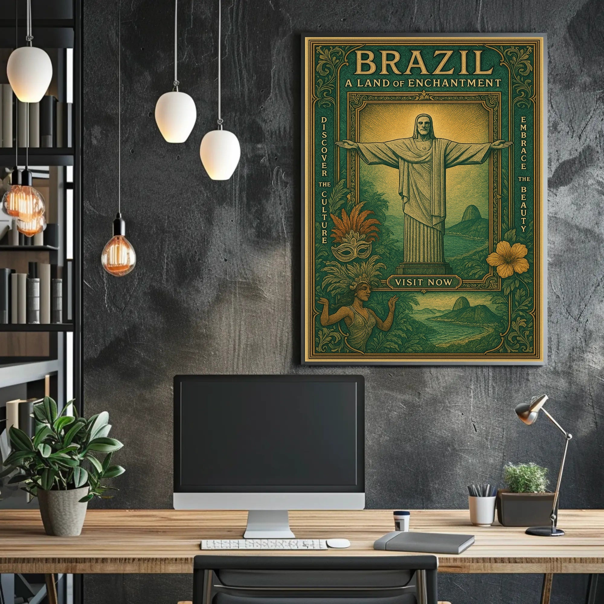 Brazilian Enchantment Vintage Art Travel Poster