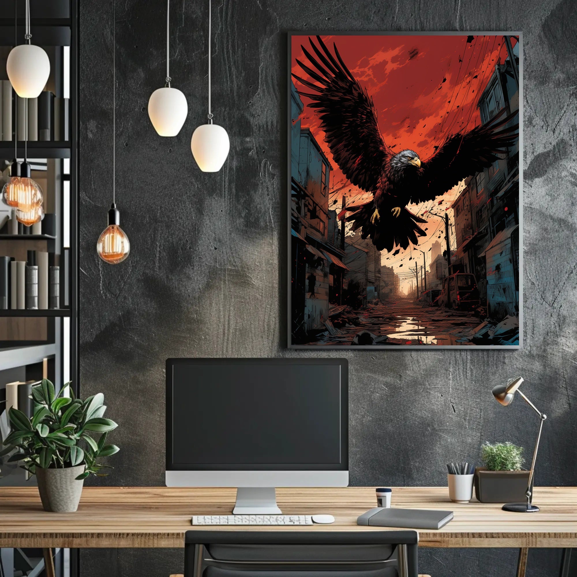 Majestic Eagle In Urban Ruins Poster PosterGoat