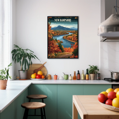 New Hampshire Autumn Vintage Style Poster
