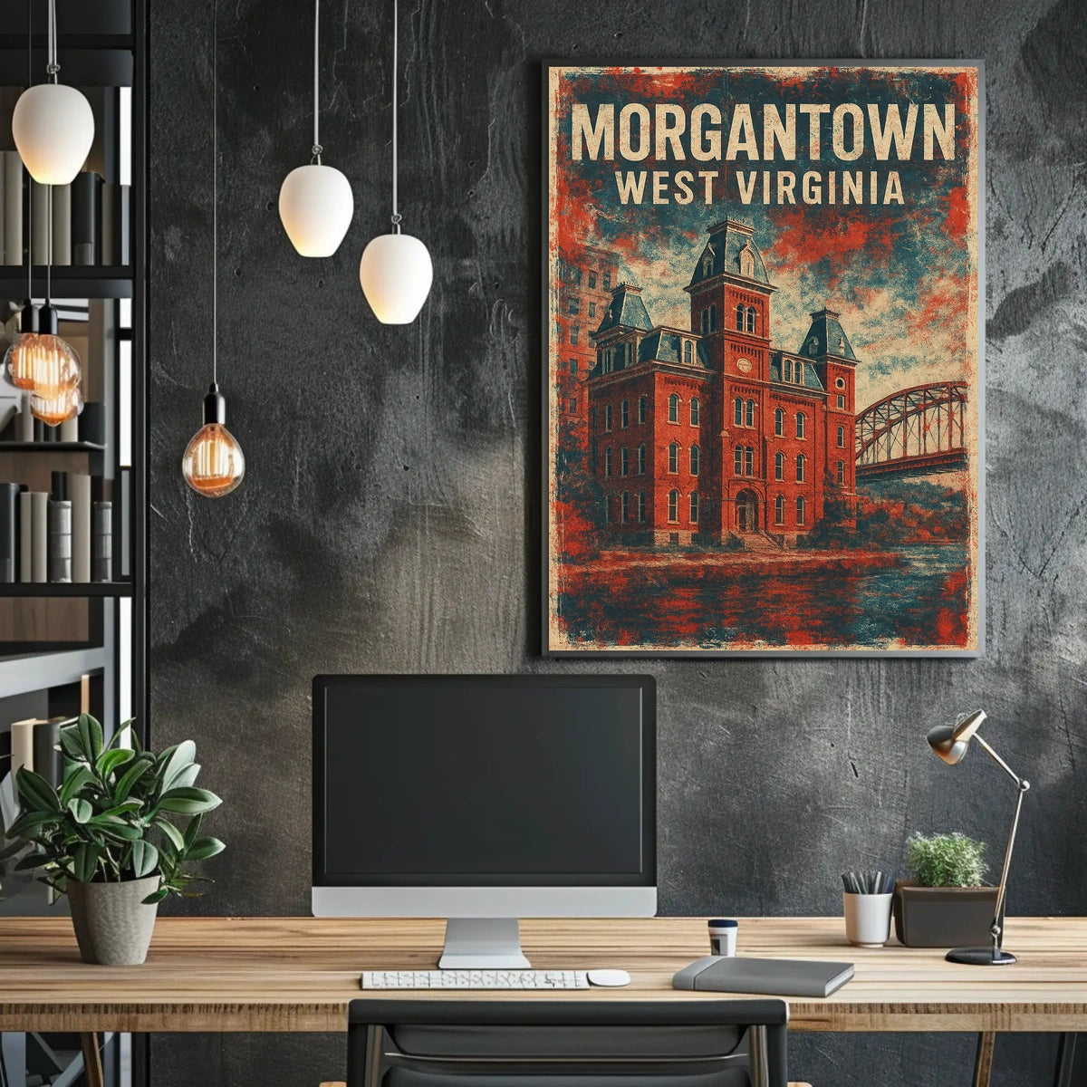 Morgantown West Virginia Skyline Photography Realism Poster