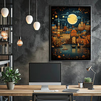 Enchanted Cityscape Under The Moon Poster
