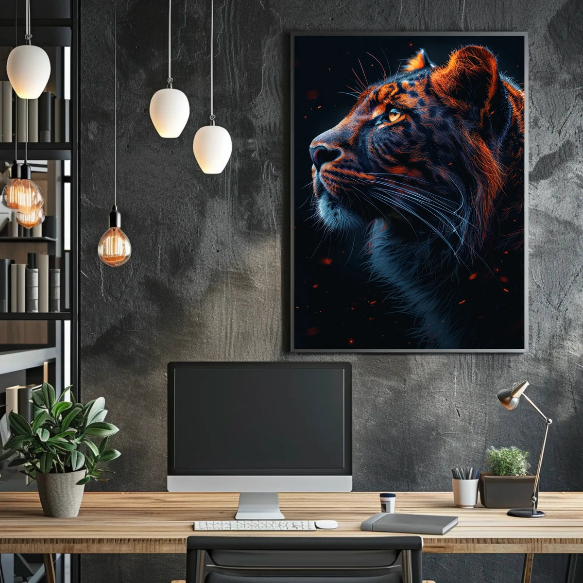 Majestic Tiger In The Night Poster