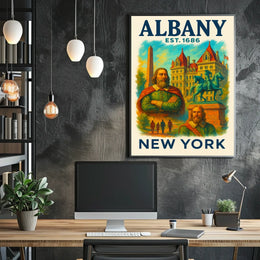Albany History And Architecture Poster Vintage Wall Art