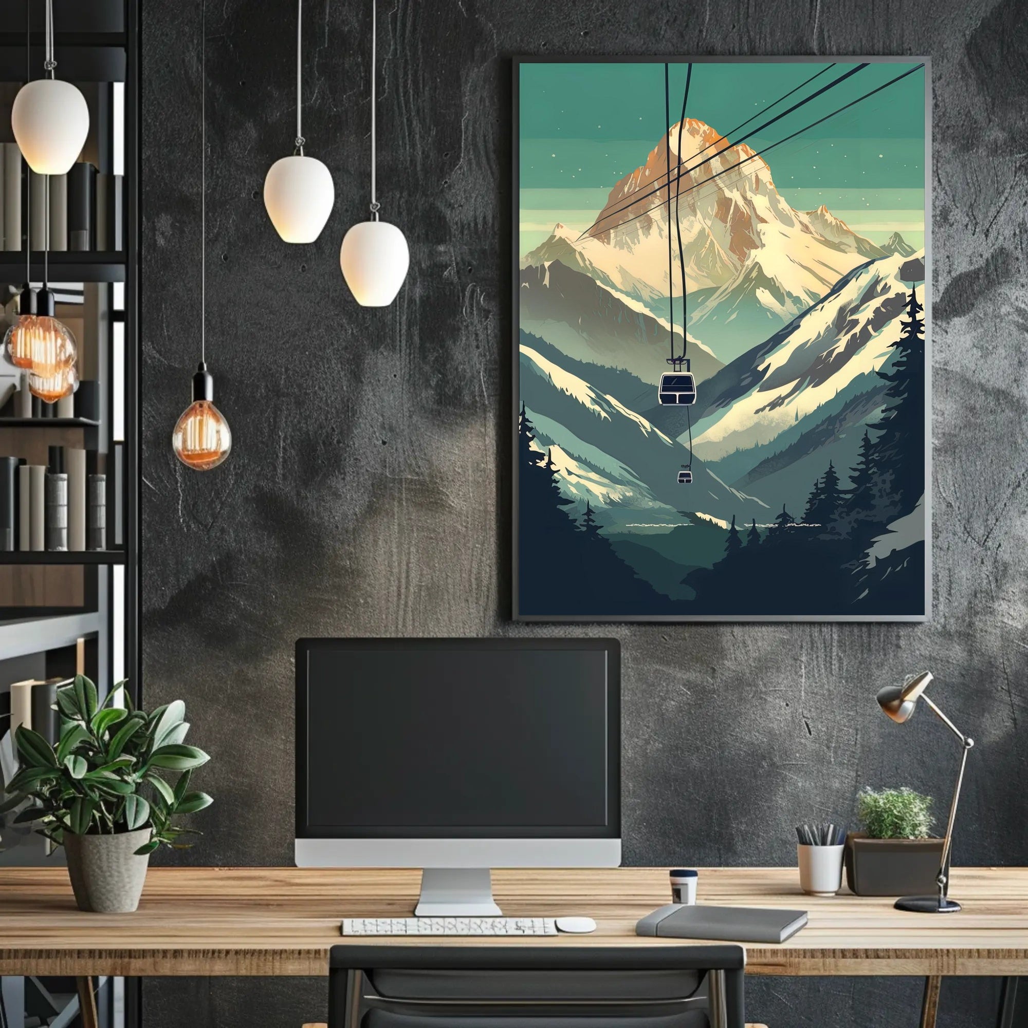 Majestic Mountain Cable Car Poster