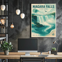 Niagara Falls New York Scenic Poster Vintage Wall Art