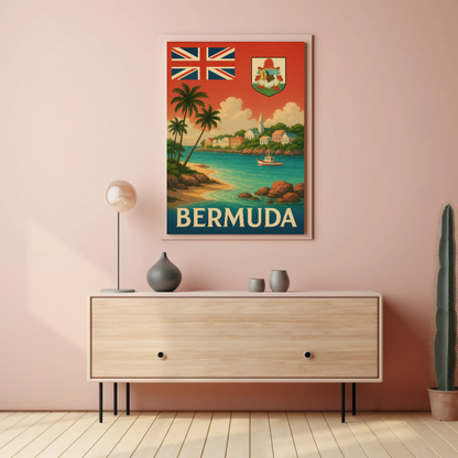 Bermuda Coastal Charm Vintage Travel Poster