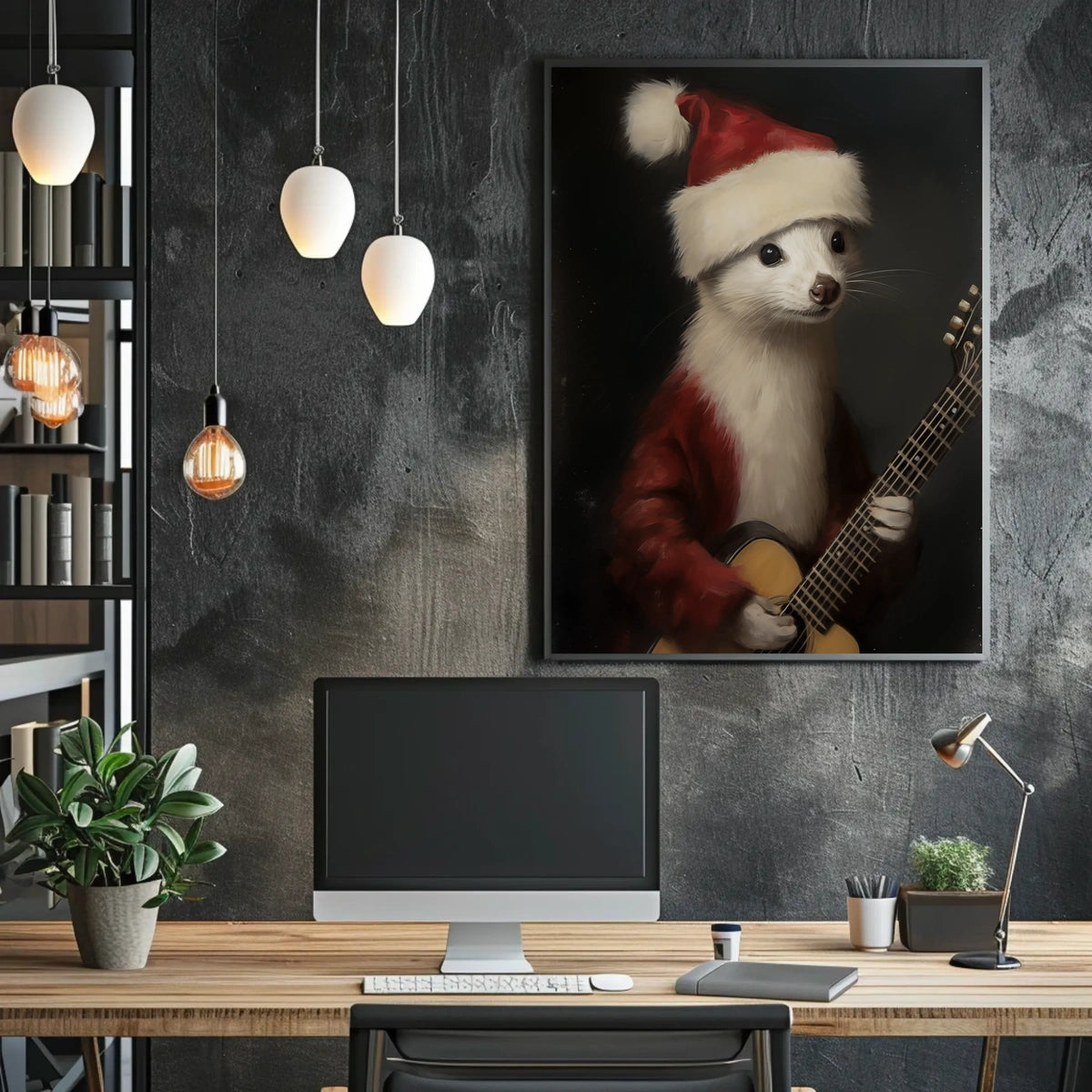 Festive Ferret With Guitar Poster