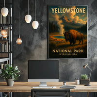 Yellowstoneâ€™s Majestic Bison - National Park Poster