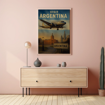 Visit Argentina Buenos Aires Airplane Flight Travel Poster
