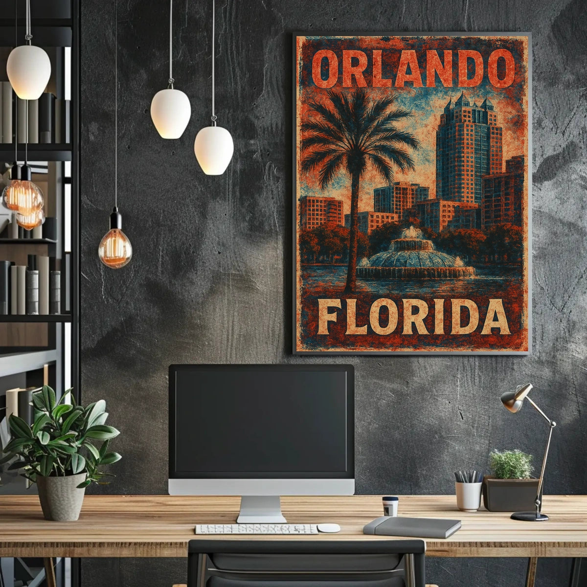 Orlando Florida Scenic Travel Wanderlust Vintage Poster