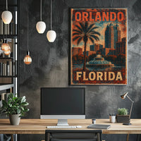 Orlando Florida Scenic Travel Wanderlust Vintage Poster