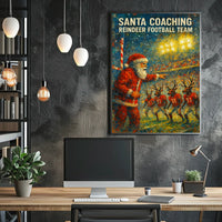 Santa's Reindeer Football Team Christmas Poster