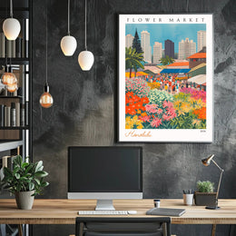Vibrant Flower Market in Honolulu Poster PosterGoat
