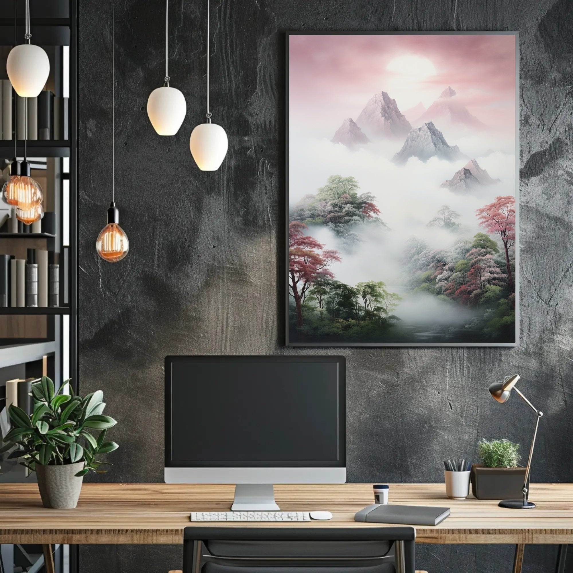Serene Mountain Landscape in Timeless Artistic Poster
