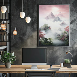 Serene Mountain Landscape in Timeless Artistic Poster