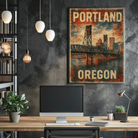 Wanderlust Portland Travel Vintage Poster
