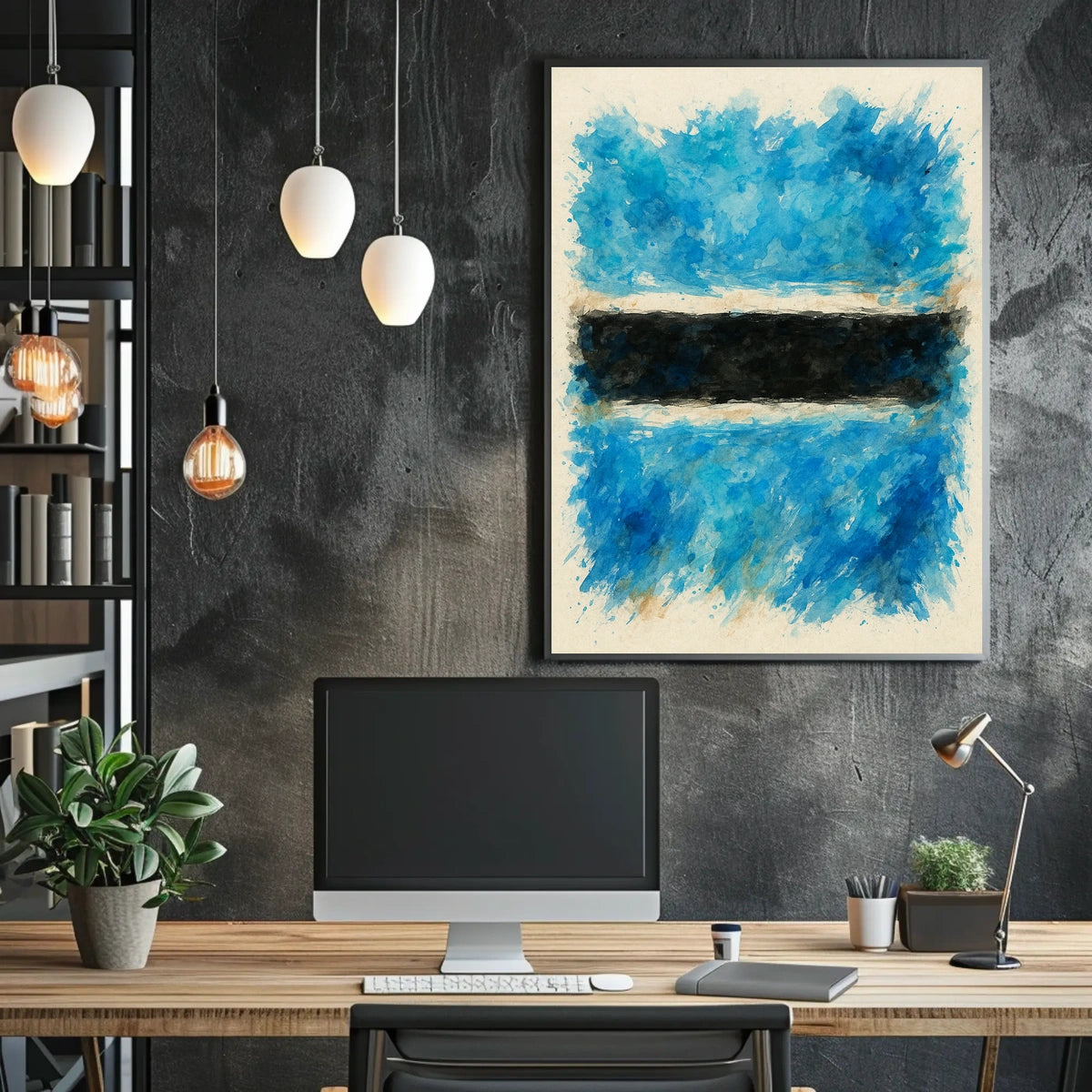 Abstract Expression In Blue And Black Poster