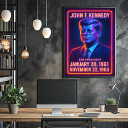 John F Kennedy Vintage Portrait Patriotic 35th Poster