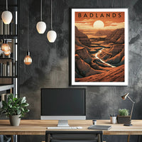 Badlands National Park Travel Poster Vintage Wall Art