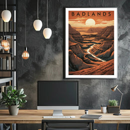 Badlands National Park Travel Poster Vintage Wall Art