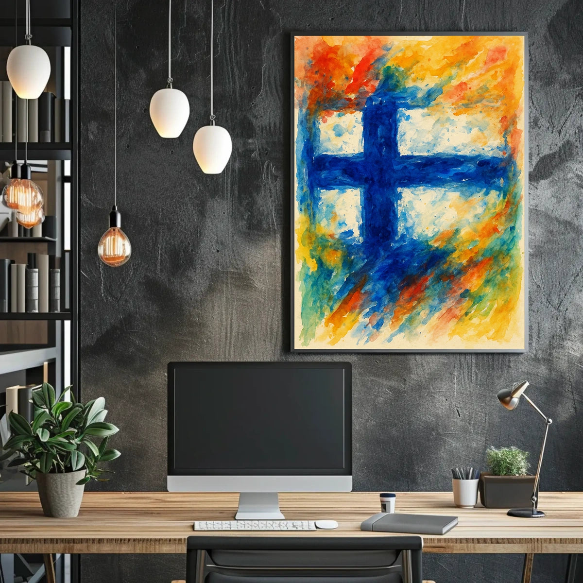 Abstract Finnish Flag Abstract Poster