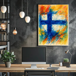 Abstract Finnish Flag Abstract Poster