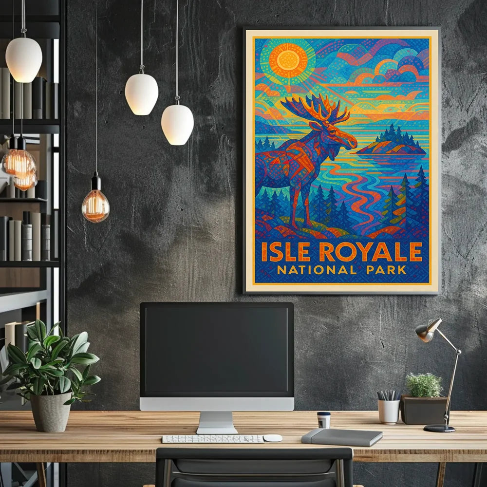 Isle Royale National Park Moose Wildlife Scenic Poster