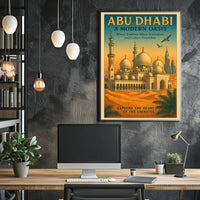 Abu Dhabi Oasis Vintage Travel Poster