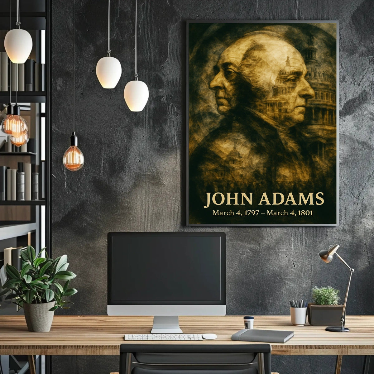 John Adams 2nd President of the United States Double Exposure Poster