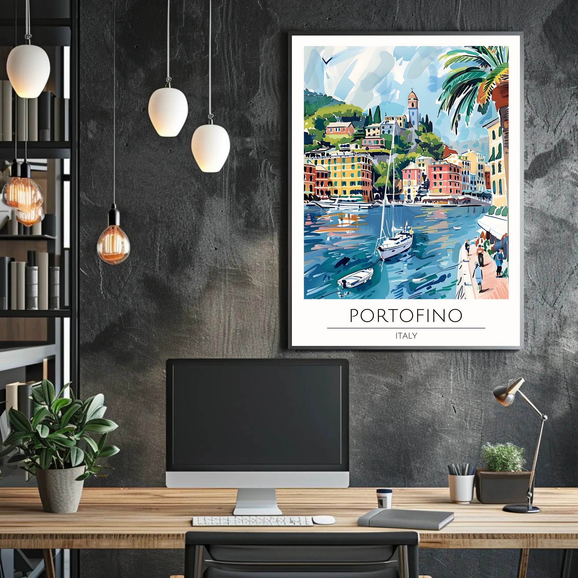 Portofino Harbor Poster PosterGoat