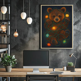 Festive Bear With Lights Poster