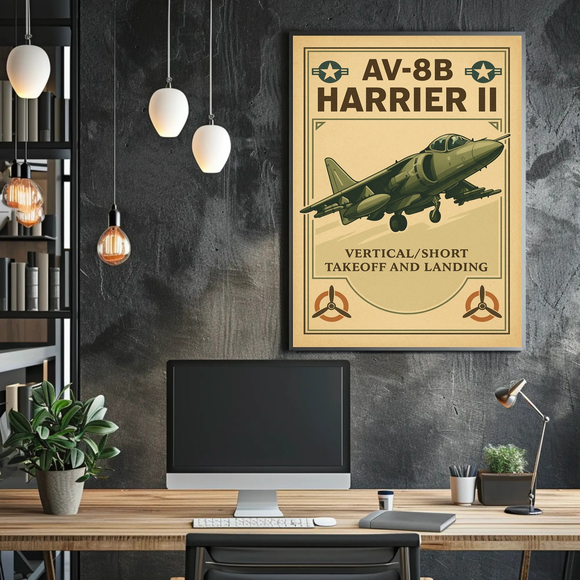 AV-8B Harrier II Vintage Military Recruitment Poster