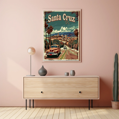 Santa Cruz Classic Car and Coast Travel Poster