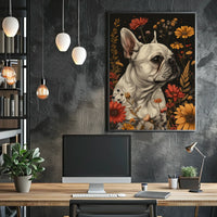 Floral Bulldog Portrait Poster
